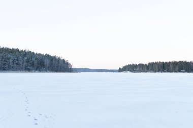 Kış gölünün güzel manzarası