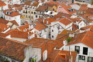 Lizbon, Portekiz şehir merkezinin yüksek açılı görüntüsü.