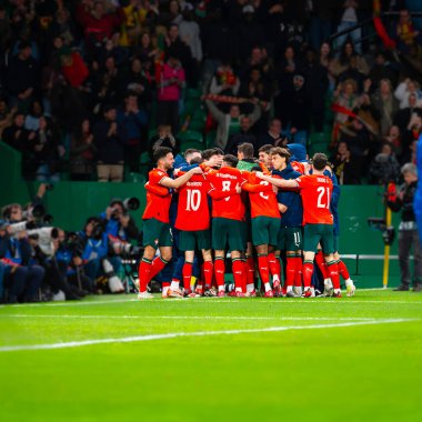 Lizbon, Portekiz. 23 Mart 2025. UEFA Uluslar Ligi: Portekiz - Danimarka gol kutlaması
