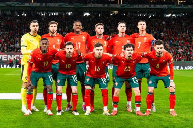 Lizbon, Portekiz. 23 Mart 2025. UEFA Uluslar Ligi: Portekiz Danimarka 'ya karşı. Portekiz saldırısında Gonalo Ramos Ball kontrolü