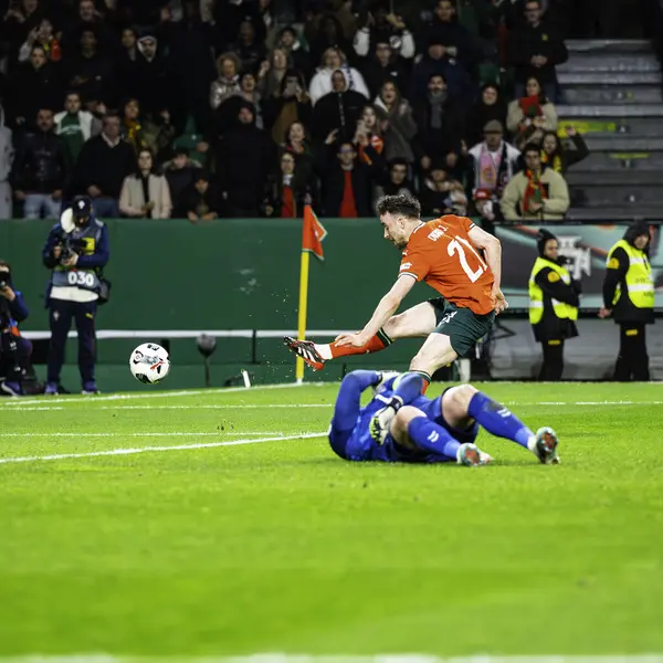 Lizbon, Portekiz. 23 Mart 2025. UEFA Uluslar Ligi: Portekiz - Danimarka. Diogo Jota Vuruldu