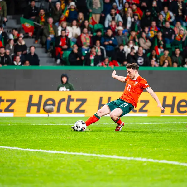 Lizbon, Portekiz. 23 Mart 2025. UEFA Uluslar Ligi: Portekiz - Danimarka. Diogo Jota Vuruldu