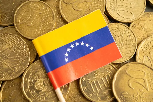 Finans bankacılığı işi için para arka planında Venezuala bayrağı.