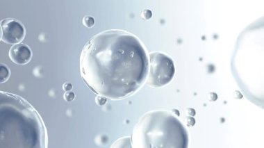 C vitamini, Kozmetik Esansı, Sıvı kabarcık, jel kabarcığı, su arka planında sıvı köpüğünün içindeki molekül..