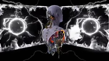 Soyut bir elektrik titreşim dizisi. Elektronik müzik veya bar müziği için arkaplan çizimi. 3B Vj canlandırması