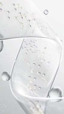 Soyut arka planda sıvı kabarcıkları olan kozmetik serumu. Kolajen molekülleriyle zenginleştirilmiş hidratlaştırıcı özlü jel. Gelişmiş cilt bakımı, güzellik ve cilt sağlığı için nemlendirici krem veya yağ.