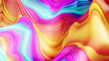  Pastel tonlarda animasyon arkaplan, yumuşak tonlarda parlak kumaş gradyanı. Canlı pembe ve mavi saten kumaş 4K 'nın fütüristik 3 boyutlu çizimi