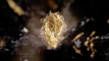 Altın bir kuma yaklaş. Sıvı altın hareket halinde. içerik lüks, soyut 3D