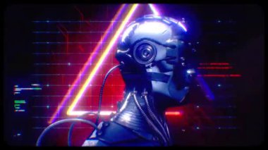 Verileri ve kusurları olan siber punk tarzında gelecekçi, yapay, zeki, metalik bir insansı. 3d VJ döngüsü