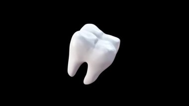  Sağlık Diş döngüsü siyah arka planda döner. 3d canlandırma