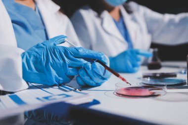 Klinik laboratuvarında çalışan araştırmacılar.