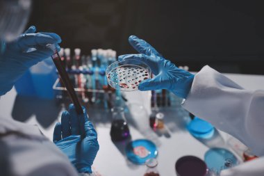 Klinik laboratuvarında çalışan araştırmacılar.