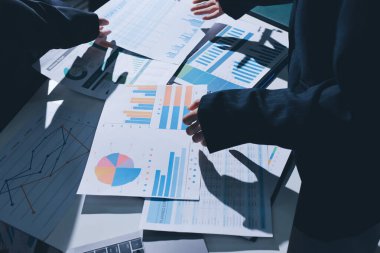 Finans veri harcamaları belgesi üzerinde çalışan bir grup iş kadını.