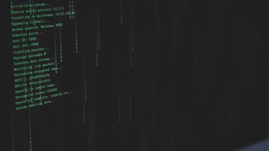 Bilgisayar programlama kodu. 3d illüstrasyon, siyah arkaplan üzerinde bilgisayar programı kodu
