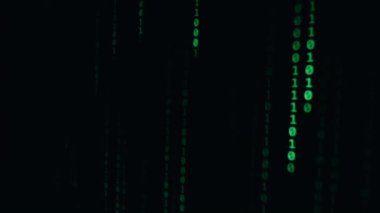 dijital ikili kod. Soyut dijital arkaplan. Siyah arkaplanda ikili kod. 3 Boyutlu Hazırlama