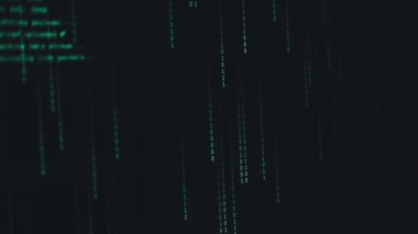 Siyah arkaplanda soyut ikili kod. 3d illüstrasyon.