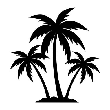 Beyaz arkaplan ve resimli palmiye ağacı vektör silueti tasarımı 