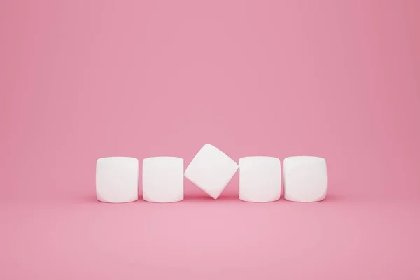 Λευκά Πλαστικά Πλακάκια Ροζ Φόντο Rendering Κύβοι Γραμμάτων Χωρίς Πρόσημο — Φωτογραφία Αρχείου