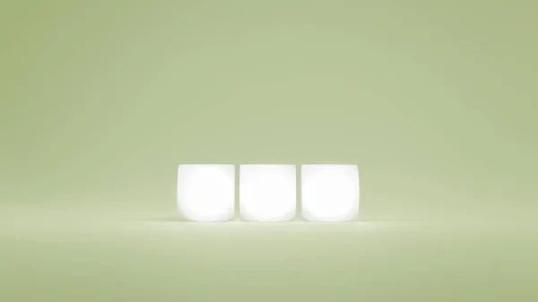 Telhas Plástico Branco Fundo Verde Renderização Cubos Letras Sem Sinal — Fotografia de Stock