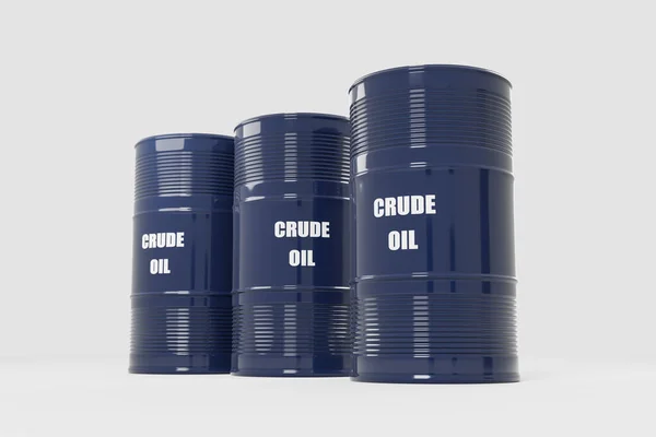 Barriles Petróleo Con Signo Petróleo Crudo Sobre Fondo Aislado Representación —  Fotos de Stock