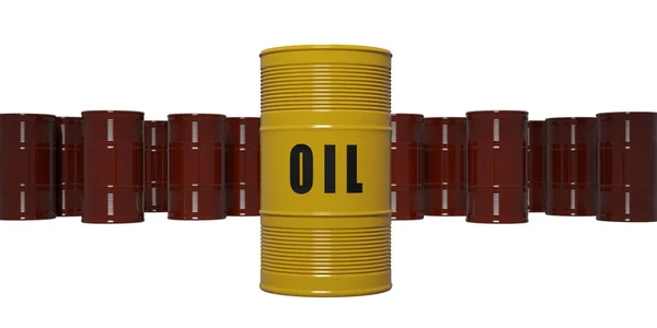 Barril Amarillo Con Signo Petróleo Representación Comercio Combustibles Fósiles Industria —  Fotos de Stock