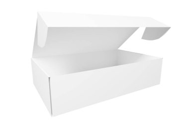 Mockup of an empty carton food, takeaway or other packaging, 3d rendering. Template for reusable food storage, white paper box
