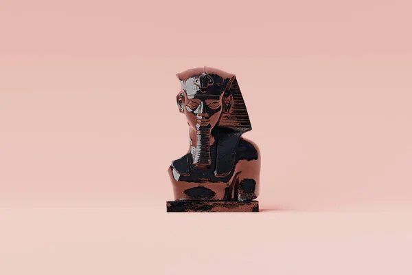 Amenhotep III , 3d rendering of a public domain ancient egypt statue in latex black glossy color. Egyptian culture and mythology, abstract art poster of an ancient scultpure