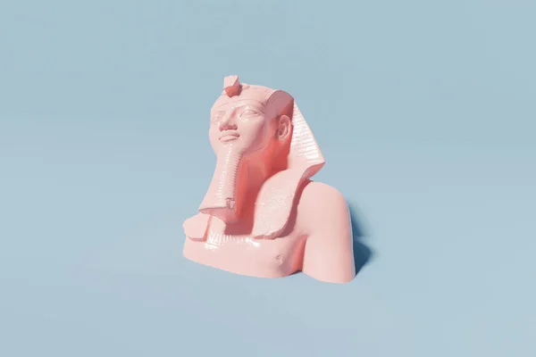 Amenhotep Iii 3D渲染一个公共领域的古代埃及雕像的彩色彩绘 埃及文化与神话 古代雕塑的抽象艺术海报 — 图库照片