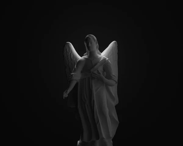 天使的雕像 3D渲染一个公共领域的人物 生与死的概念 基督教神话 — 图库照片
