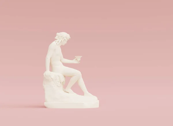 바쿠스의 조각상 포도주의 렌더링 그리스 신화에 나오는 물체들은 공간을 이용하여 — 스톡 사진