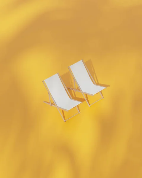 Duas Cadeiras Praia Fundo Vibrante Renderização Ilustração Cadeiras Salão Conceito — Fotografia de Stock