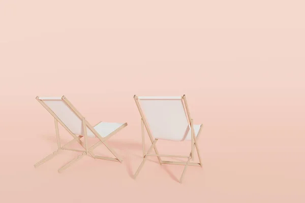Два Пляжні Стільці Пастельному Рожевому Тлі Рендеринг Лаунж Стільці Ілюстрація — стокове фото