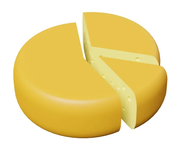 奶酪卷切碎 3D渲染 乳制品插图 — 图库照片