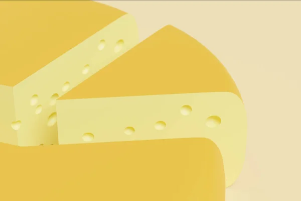 Трикутний Шматок Сиру Крупним Планом Рендеринг Ілюстрація Сиру Молочних Продуктів — стокове фото