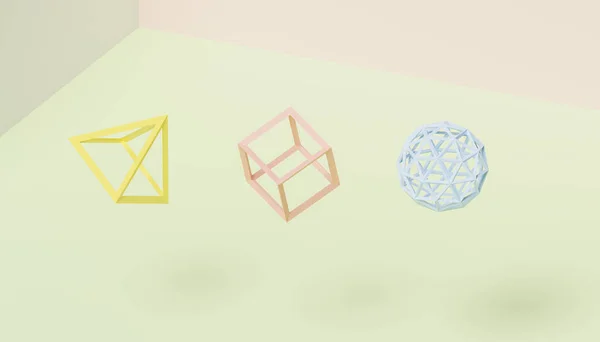 Formas Geométricas Abstractas Fondo Rótula Representación Objetos Simples Amarillo Rosa — Foto de Stock