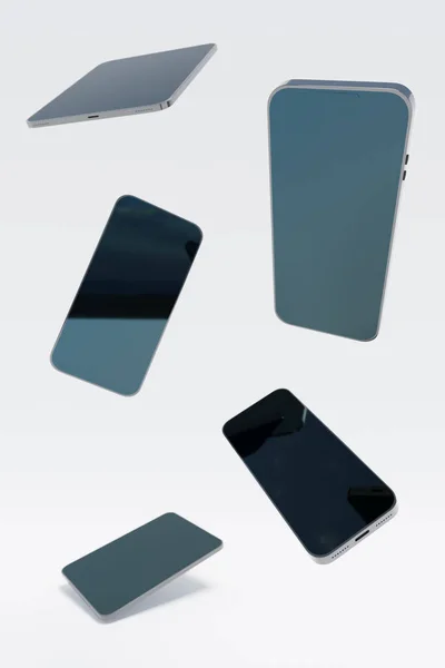 스마트폰 태블릿은 백지로 렌더링중 현대의 디지털 — 스톡 사진
