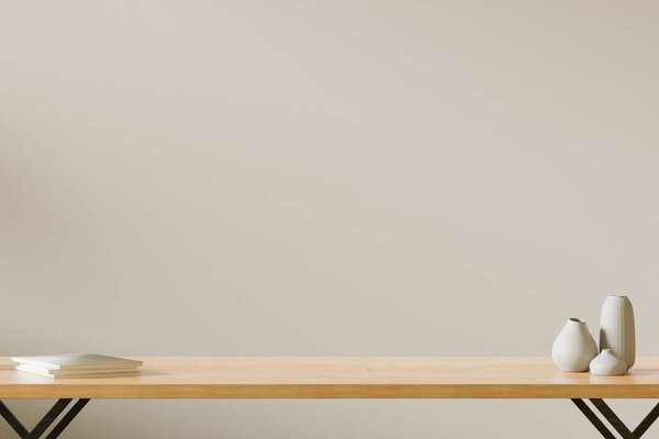 Illustration Generic Wooden Desk Background Mock Close Working Table Scandinavian Stock Image
