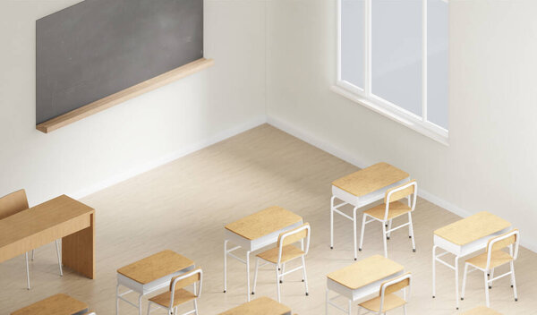 Generic Classroom Elementary Middle School Offline Studying Rendering Digital Illustration Royalty Free Stock Images