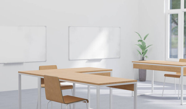 Modern Office Setting Rendering Mock Digital Illustration Open Office Wooden Stock Image