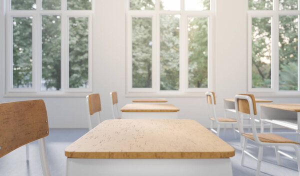 Generic Classroom Elementary Middle School Offline Studying Rendering Digital Illustration Stock Picture