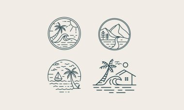 Palmiye ağacı ve sahil logosu vektörü