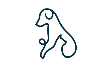çizgi sanat köpek ve kedi logo şablonu