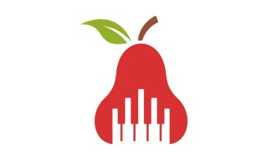 Gül elması ve piyano logosu şablonu çizimi