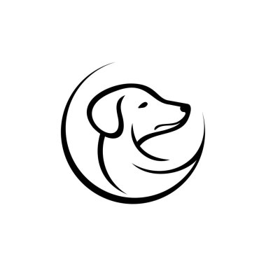Daire çizgisi sanat köpek kafası logosu