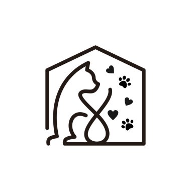 ev kedisi çizgisi sanat logosu
