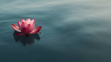 Pembe nilüfer çiçeği dingin göl, durgun su, yansıma, huzur