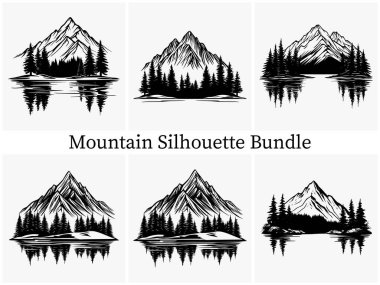 Minimalist Dağ Silueti, Zarif ve Zamansız Dağ Silueti, Dağ Silueti Majesteleri, Doğa Ana, Dağ Manzarası Görünümü, Dış Macera Silueti, Siyah ve Beyaz Dağ Silueti Beyaz Arkaplanda İzole edilmiş.