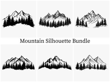 Minimalist Dağ Silueti, Zarif ve Zamansız Dağ Silueti, Dağ Silueti Majesteleri, Doğa Ana, Dağ Manzarası Görünümü, Dış Macera Silueti, Siyah ve Beyaz Dağ Silueti Beyaz Arkaplanda İzole edilmiş.