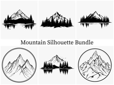 Minimalist Dağ Silueti, Zarif ve Zamansız Dağ Silueti, Dağ Silueti Majesteleri, Doğa Ana, Dağ Manzarası Görünümü, Dış Macera Silueti, Siyah ve Beyaz Dağ Silueti Beyaz Arkaplanda İzole edilmiş.