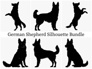 Majestic German Shepherd Silhouette Logo, Simge ve Marka İçin Mükemmel. Güzel Köpek Tasarım Vektörü İllüstrasyonu
